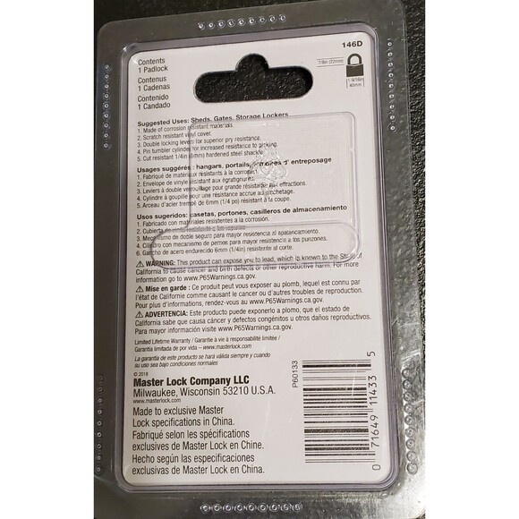 Master Lock 146D Covered Aluminum Keyed Padlock 1-9/16 inches Pink - NEW - Picture 2 of 2